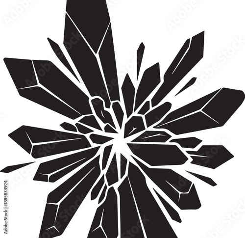 Black and White Abstract Crystal Formation Illustration Artwork Design