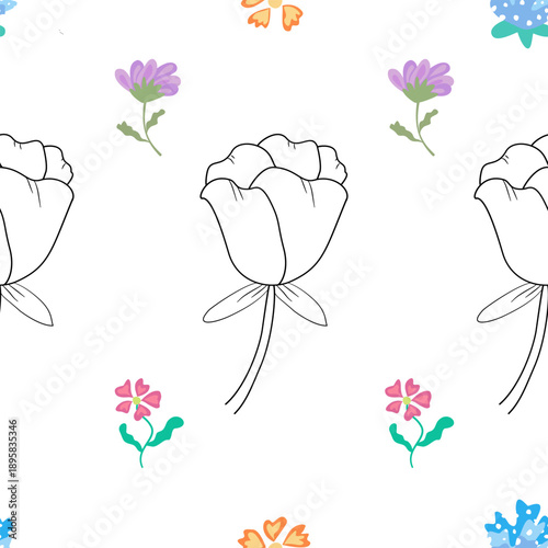 An endless floral pattern creates a beautiful fabric, perfect for gift wrapping, sock designs, clothing, and bedsheets.