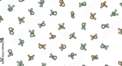 Repeating pattern of stylized nautical knots in muted colors on a white background, flat design style.