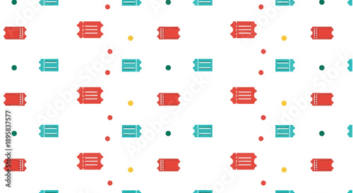 Seamless pattern background with flat design tickets and dots