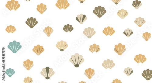 Seashell pattern in muted earth tones, decorative vector illustration