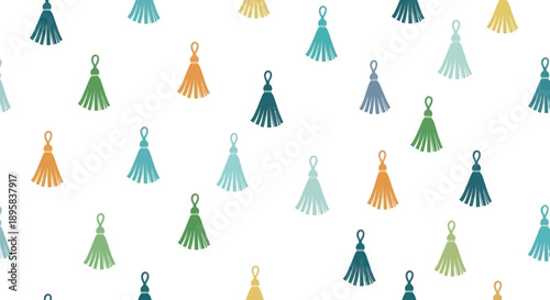 Scattered Tassel Pattern Vector Illustration in Pastel Colors