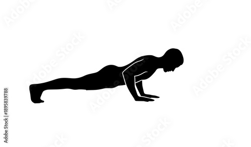 Black Push-Up Silhouette Vector Icon – Fitness & Workout Illustration