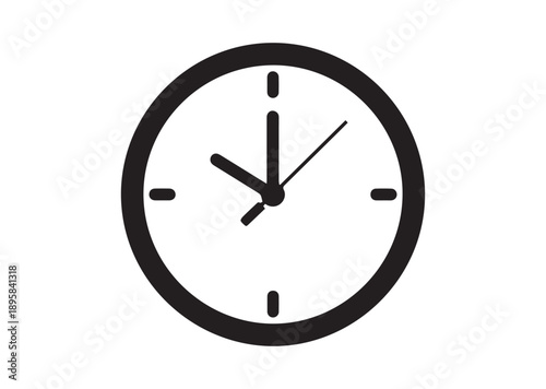 Clock Icon, Editable Solid Vector Illustration