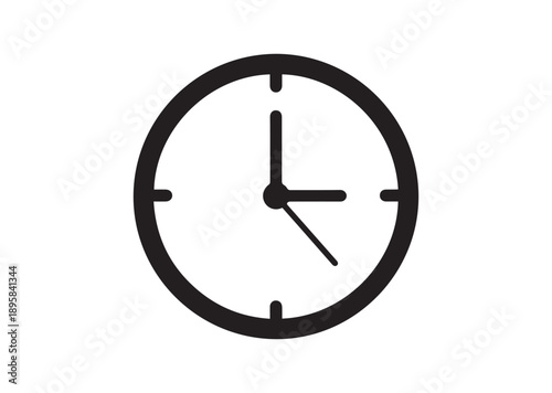 Clock Icon, Editable Solid Vector Illustration