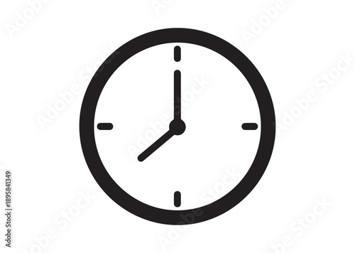 Clock Icon, Editable Solid Vector Illustration