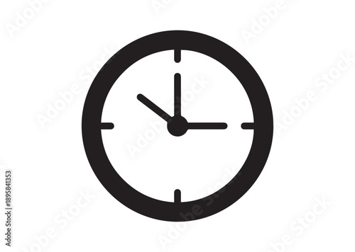 Clock Icon, Editable Solid Vector Illustration