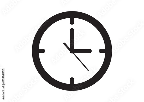 Clock Icon, Editable Solid Vector Illustration