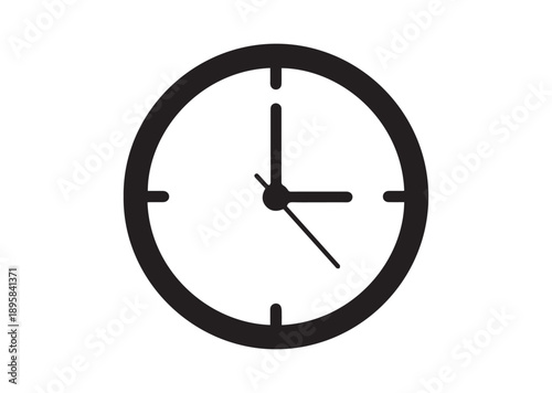 Clock Icon, Editable Solid Vector Illustration