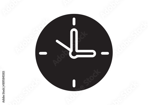 Clock Icon, Editable Solid Vector Illustration