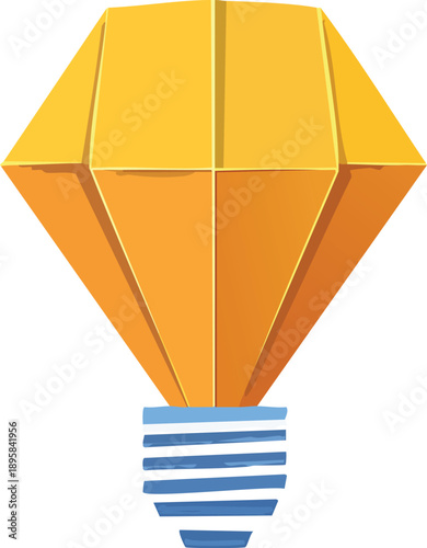 Origami light bulb icon, folded paper style, outline vector 