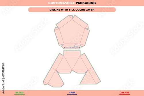 Chocolate frog box dieline, candy packaging template, folding carton layout, and printable box dieline for novelty gift packaging