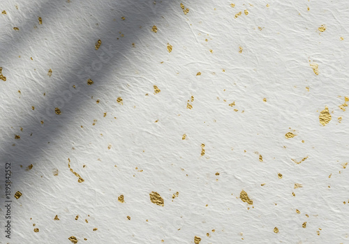 Elegant Washi Paper Texture Background with Gold Flecks and Soft Shadow | Japanese Craft Paper Surface
