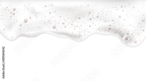 Abstract liquid soap bubbles on white background.