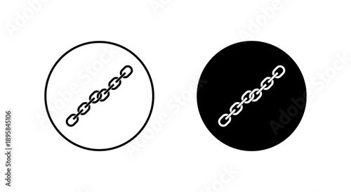 Chain connection icon in black circle. Strength link, durability, and unity symbol