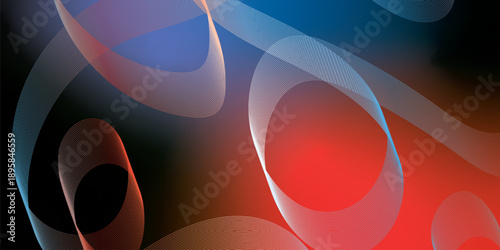 Red black and azure abstract shape grainy gradient background with black noisy texture for wide banner poster and header design