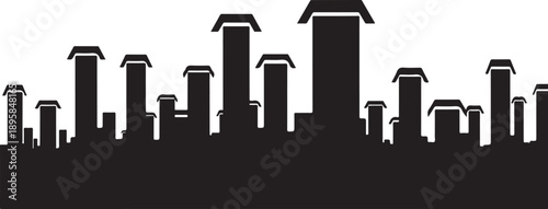 Black city skyline silhouette with skyscrapers and buildings