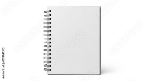 Blank spiral notebook isolated on white background