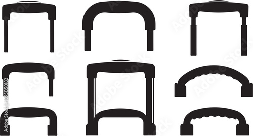 Collection of various chair silhouettes in black and white