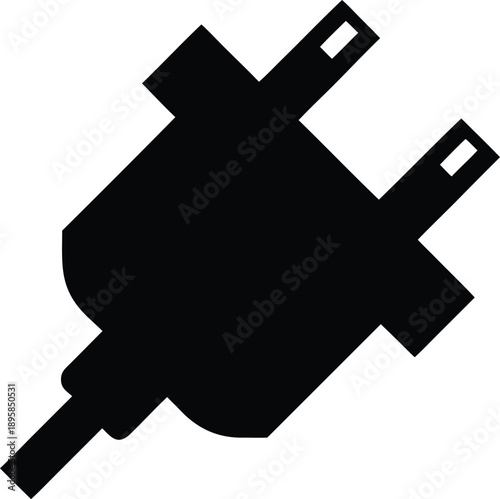 travel adapter plug silhouette vector illustration on transparent background
