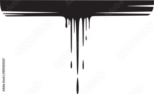 Black paint dripping down from a white background slowly