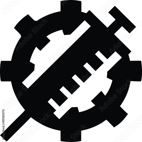 syringe with needle cap silhouette vector illustration on transparent background