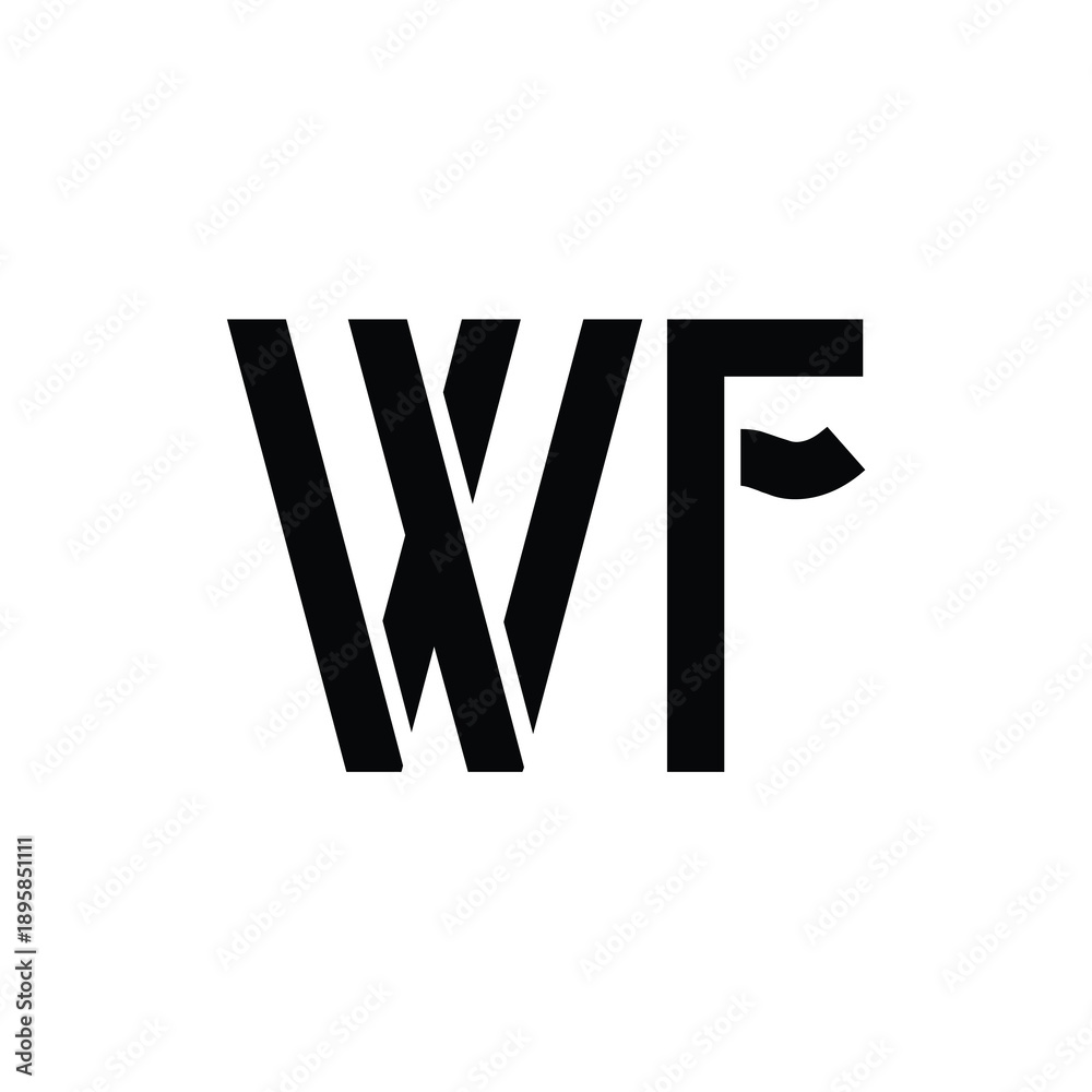 Obraz premium WF monogram logo design letter text name symbol monochrome logotype alphabet character simple logo