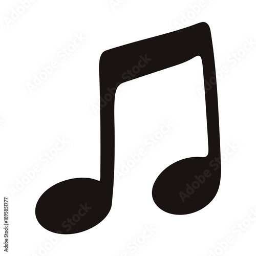 Music Note Black Silhouette isolated on White Background Represents Rhythm and Melody