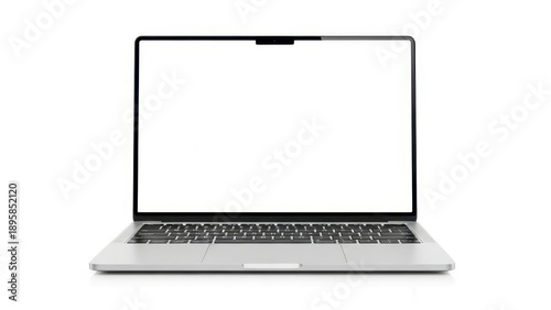 Modern laptop with black keyboard isolated on white background