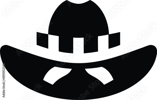 hat wide brimmed silhouette vector illustration on transparent background