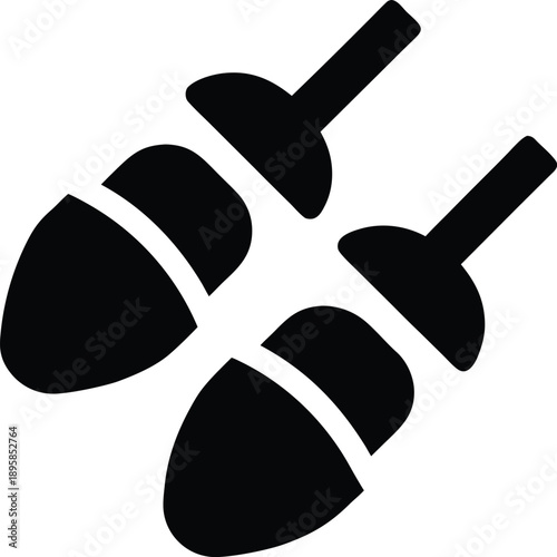 earplugs pair oval silhouette vector illustration on transparent background