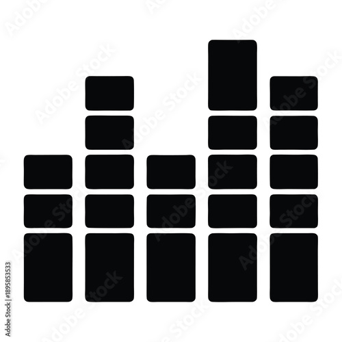 Black and white equalizer graphic with a gradient sound wave illustration