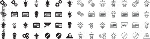 Collection of Business, Technology, and Finance Icons in Line and Filled Style. Vector Illustration. isolated PNG with Transparent Background