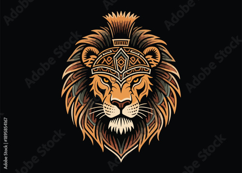 Spartan Lion Head Abstract Illustrator Artwork Creative Design Template 