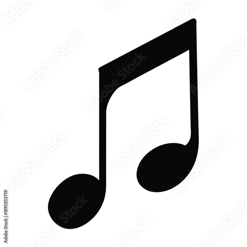 Isolated black sixteenth note symbol, music notation element illustration on white background
