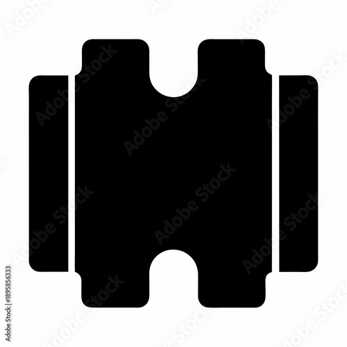 Abstract representation of a jigsaw puzzle piece, isolated against a white background