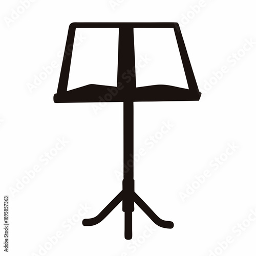 Silhouette of a music stand used for reading sheet music at performances
