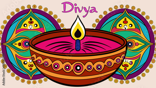 Celebrating the festive spirit of diwali with a traditional oil lamp Vector