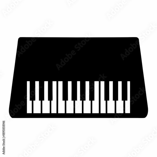 Monochrome Image of a Musical Keyboard with Keys and a Black Body