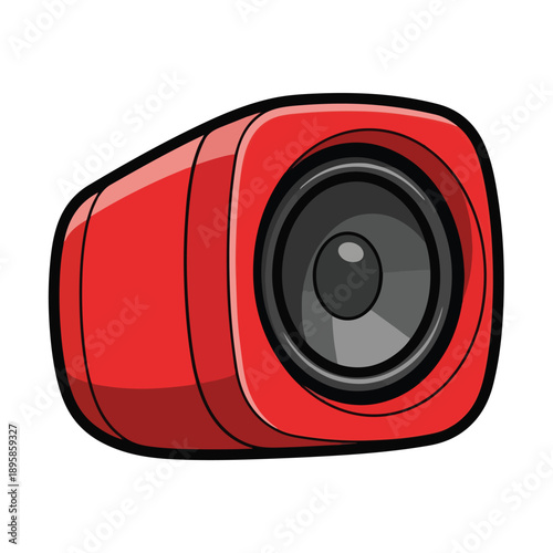 Red Camera Lens Graphic Illustration Design.