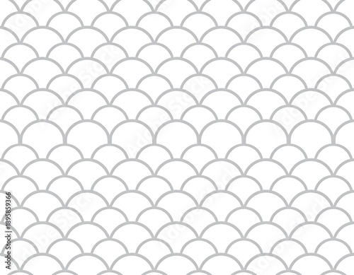 A seamless pattern of overlapping gray semicircles on a white background