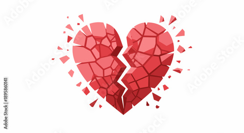 Shattered Heart Emblem Illustrating Heartbreak and Emotional Turmoil, Symbolizing Broken Love and Relationship Endings