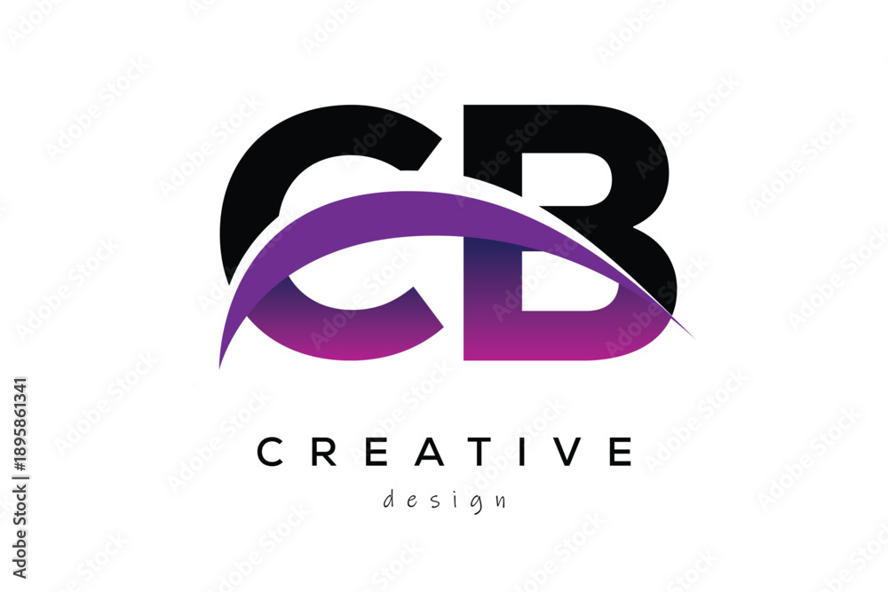 Obraz premium CB Creative Abstract logo design featuring intertwined letters in gradient purple.
