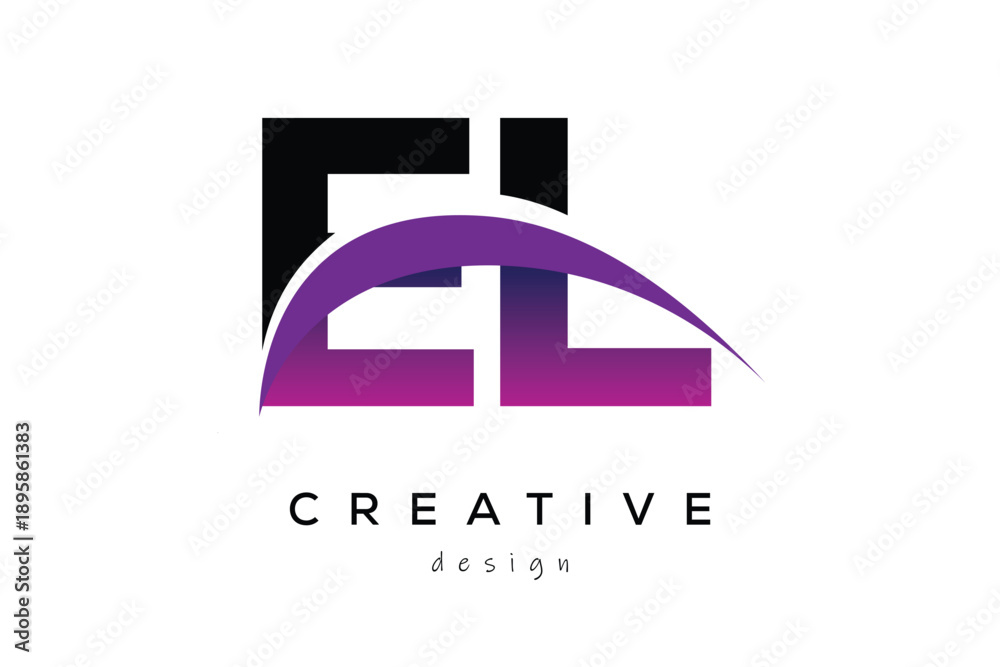 Fototapeta premium CB Creative Abstract logo design featuring intertwined letters in gradient purple.