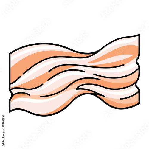 Strips of Bacon Illustration on White Background.