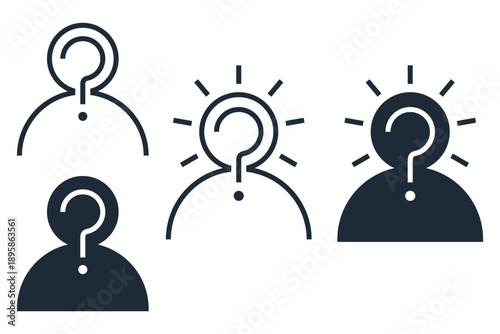 Man holding a question mark. Curiosity. Inquisitiveness. Learn. Vector linear icon illustration isolated on white background.