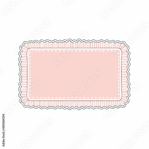 Curvy rectangular outlines with ruffled trim in feminine hue. 