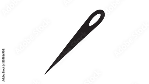 Black sewing needle in minimalist design with soft studio lighting on white background for textile industry