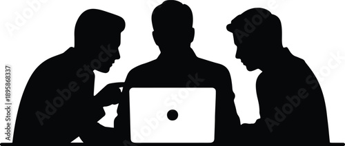  Startup Team Collaboration Silhouette Set – Business Group Work