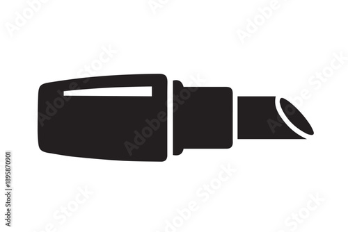 Open lipstick with angled tip, beauty product silhouette icon isolated on white background
